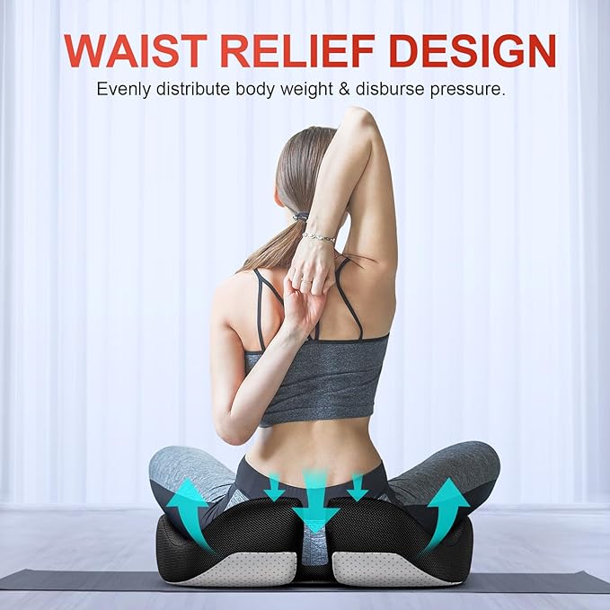 Benazcap X Large Memory Seat Cushion for Office Chair Ergonomic Cushions Butt Pillow for Pressure Relief Sciatica & Pain Relief Memory Foam for Long Sitting for Gaming Chair and Car Seat