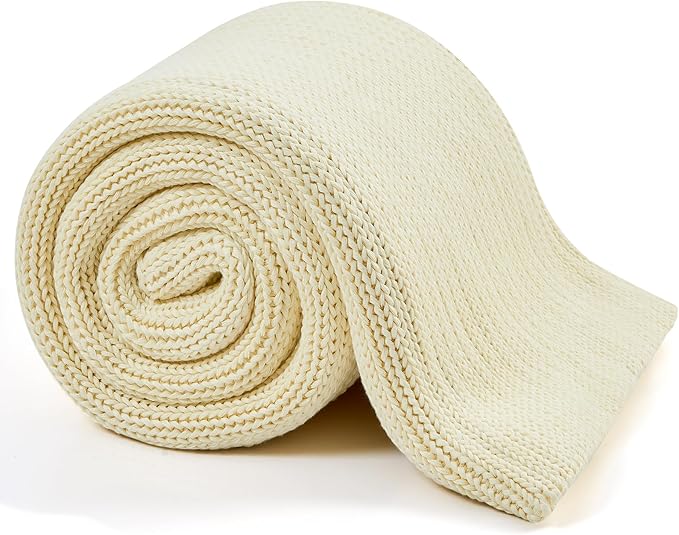 L'AGRATY Knitted Weighted Blanket - 60"x80" 15lbs Cooling Chunky Knit Heavy Blanket for Adults Braided Crochet Throw Thick Cable Yarn Knit Decorative No Beads Evenly Weighted Machine Washable