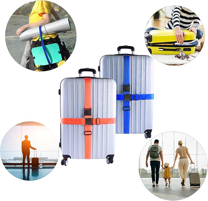 2Pcs Luggage Straps for Suitcase Travel Accessories TSA Approved, 80In Long Belts to Keep Your Suitcase Secure, Adjustable Bag Straps with Quick-Release Buckle for Travel Bag Closure, Rose