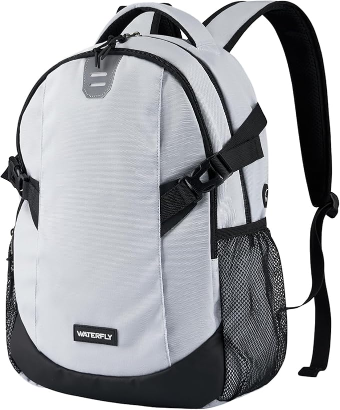 WATERFLY Small Casual Travel Backpack: 20L for Men Women Work Commuter Everyday EDC Daypack Hiking Gym Sport Workout Grey