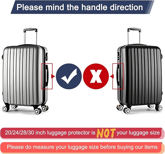 24/28 Inch Thicken Transparent Luggage Cover Suitcase Protector Waterproof PVC Full Clear Cover 3mm Thickness Travel Suitcase Set Full Clear 24/28 inch