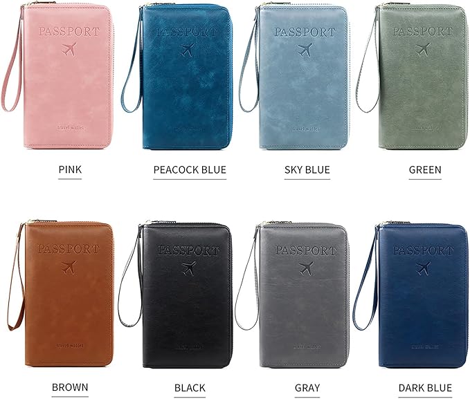 Rowgins Rfid Blocking Passport Holder Wallet, Rowgins Rfid Passport Holder with Zipper, PU Leather PassportHolder for Travel (GRAY)