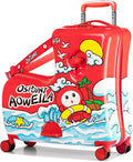 Kids' Lightweight Ride on Luggage with Spinner Wheels & Foldabe Design (Red, 20"+ Aged 1-3 Toddler),Children Holiday Birthday Gift