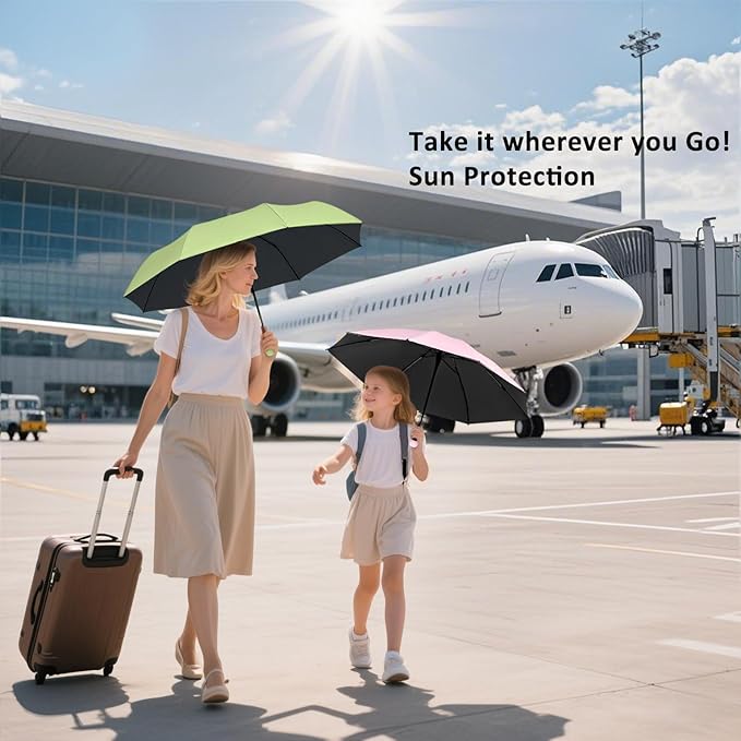 BAODINI Travel Mini Umbrella for Purse With Case Small Compact UV Sun Protection Sun Lightweight Tiny Pocket Umbrella for Women Kids and Men