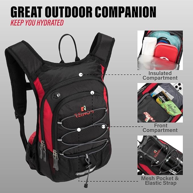 Hydration Pack Backpack with 3L Water Bladder for Men & Women, Hiking Daypack with Thermal Insulation | Running, Cycling, Camping, Skiing, Outdoor Activities