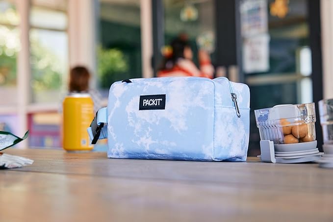 PackIt Freezable Snack Box, Charcoal Camo, Built with ECOFREEZE Technology, Collapsible, Reusable, Zip Closure with Buckle Handle, Great for All Ages and Fresh Snacks on the go