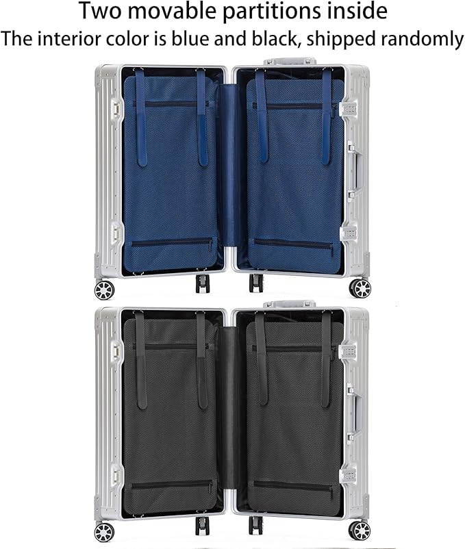 Metal All Aluminum Carry-on Luggage TSA Customs Lock Zipperless Silent Rotary Wheel Business Suitcase Aluminum Frame Set (titanium gold, 2Piece(20/28))