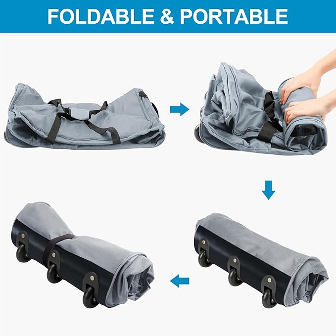 Finnhomy 120L Foldable Rolling Duffel Bag with 3 Wheels, Light Weight Travel Duffel bag with Large Loading Capacity, 32 inch Rolling Duffel bag with Shoulder Strap for Travel Camping Sports