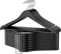 StorageWorks Black Wooden Hangers, 20 Pack Wood Hanger for Closet, Coat Hangers for Coats, Shirts, Pants, Suits