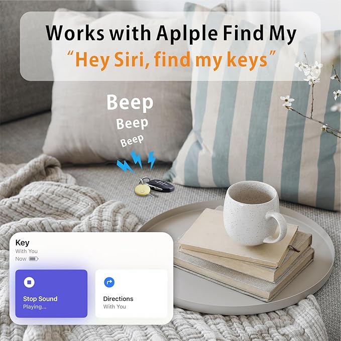 Air Tracker 2 Pack, Smart Bluetooth Tracker Works with Apple Find My (iOS Only), Item Finder Trakcer Tag Locator for Keys, Luggage, Backpack, IP67 Waterproof