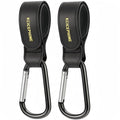 2 Pack Stroller Hooks, Stroller Straps for Diaper Bags,Adjustable Stroller Carabiner Clip,Baby Stroller Accessories for nuna,Uppababy,Bob,Hook for Bike,Scooter,Wheelchair,Walker Accessories（Black）