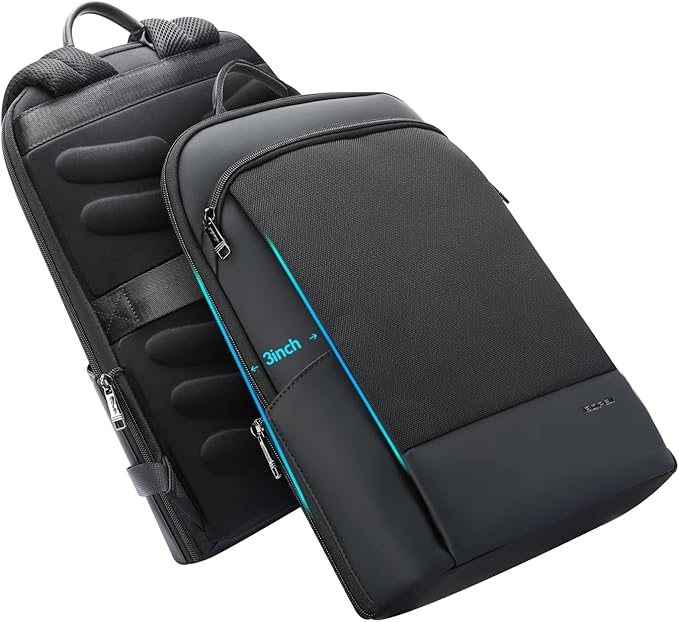 BOPai 15 inch Super Slim Laptop Backpack Men Anti Theft Waterproof Backpack Light Smart Business Computer Backpack Casual Daypack Black