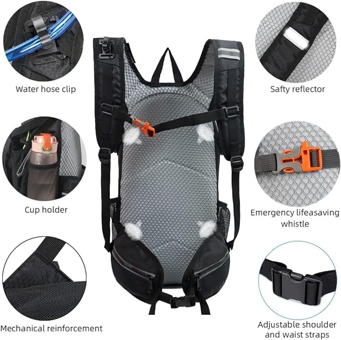 Hiking Daypack Waterproof Biking Backpack 15L Lightweight Durable Backpack for Ski Snowboarding Running MTB Cycling