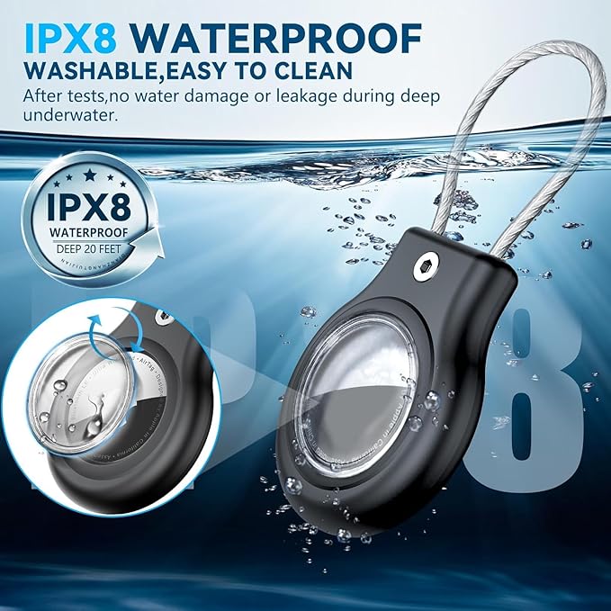 2 Pack Airtag Holder,Waterproof AirTag Case with Secure Lock, Airtags Keychain for Apple Airtag,Anti-Lost Protective Case Air tag Accessories for GPS Item Finder Tracker Luggage, Key,Pet,Cat Dog,Black