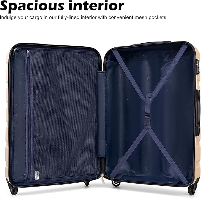 Coolife Luggage 3 Piece Set Suitcase Spinner Hardshell Lightweight TSA Lock (apple green2)