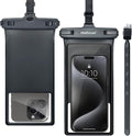 wellhouse Waterproof Phone Pouch, Waterproof Phone Case for iPhone 16 15 14 13 12 Pro Max XS Samsung, IPX8 3D Cellphone Dry Bag Beach Essentials (1 Pack - Black8.0, 8 inch)