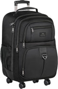 MATEIN Roller Backpack, 18 inch Large Travel Laptop Bag with 4 Wheels for Adults, Heavy Duty Wheeled Suitcase Luggage Pack for Work Business, Rolling Spinner Computer Rucksack for Men Women, Black