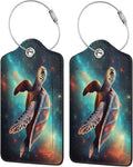 Sea Turtle Leather Luggage Tag with Stainless Steel Ring, Fun Name Id Card Cover Travel Bag Tag Set, Suitable for Travel Bag Luggage Women Men 1 PCS