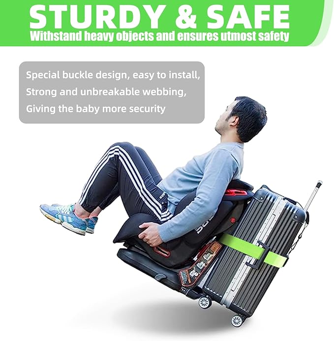 Car Seat Travel Belt to Suitcase,Car Seat Travel Strap to Convert Kid Car Seat and Carry-on Luggage into an Airport Car Seat Stroller,Safe Travel Solution for Transport