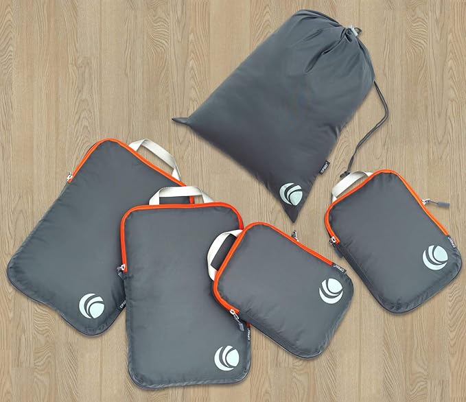 Cipway - 5 Set Compression Packing Cubes for Travel, Ultralight Packing Organizers for Luggage Suitcase & Backpack (Grey), L