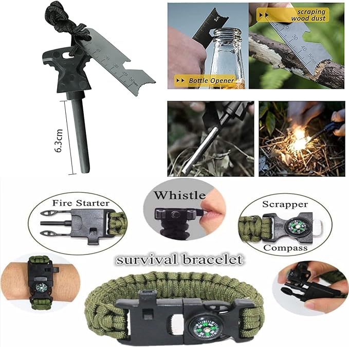 Outdoor Camping Survival Gear and Equipment, Survival Kits Fishing Hunting, Birthday Gifts for Men Dad Him Husband Boyfriend Teen Boy Camping Hiking