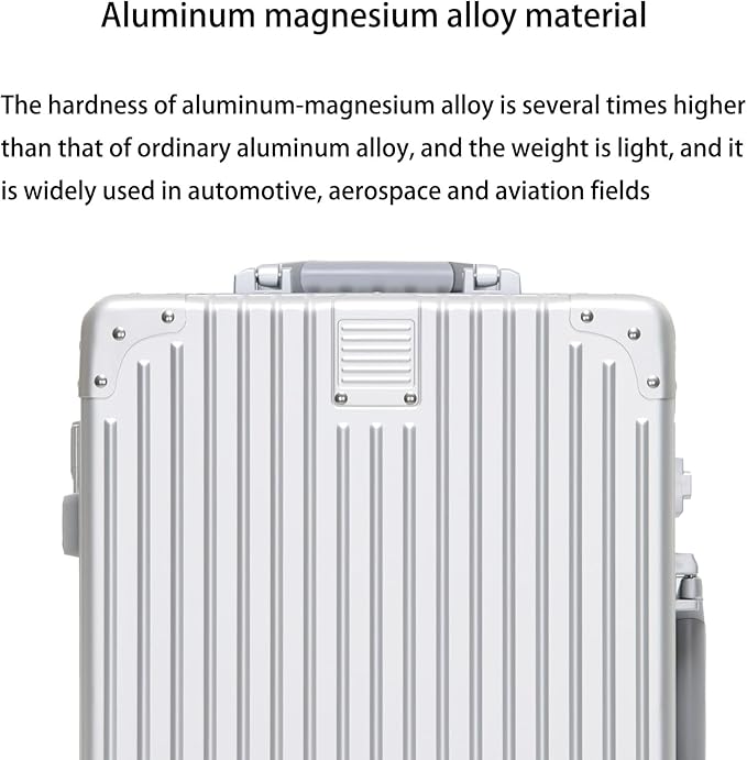 Metal All Aluminum Carry-on Luggage TSA Customs Lock Zipperless Silent Rotary Wheel Business Suitcase Aluminum Frame Set (blue, 28 '')