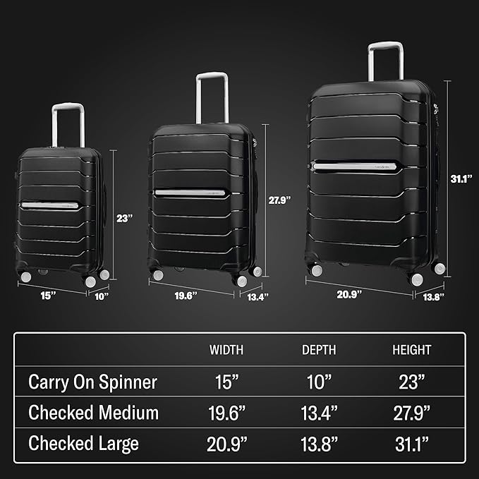 Samsonite Freeform 24-Inch Medium Luggage with Dual 360° Spinner Wheels - Checked Suitcase - TSA Lock, Airline-Approved - Lightweight Durable Polypropylene Expandable Hardshell - White/Grey