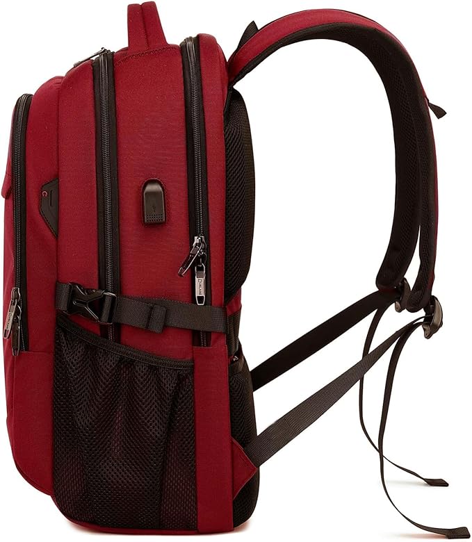 DUSLANG 17 Inch Laptop Backpack for Travel Water Resistant College Backpack for Women Laptop Bag with USB Charging Port,Red A