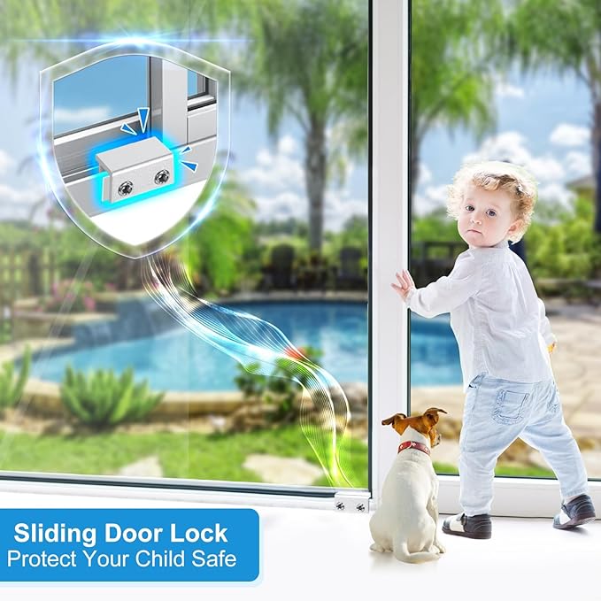 6 Sets Sliding Window Locks with Key, Window Locks for Up and Down Windows,Easy to Install Vertical & Horizontal Window Security Locks,Adjustable Aluminum Window Stopper Lock(Silver)