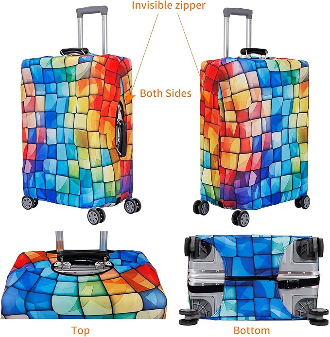 MosaiRudo Travel Luggage Covers For Suitcase Tsa Approved,Suitcase Cover Protector Fit 18-32 Inch Luggage Travel Accessories (T2501, M)
