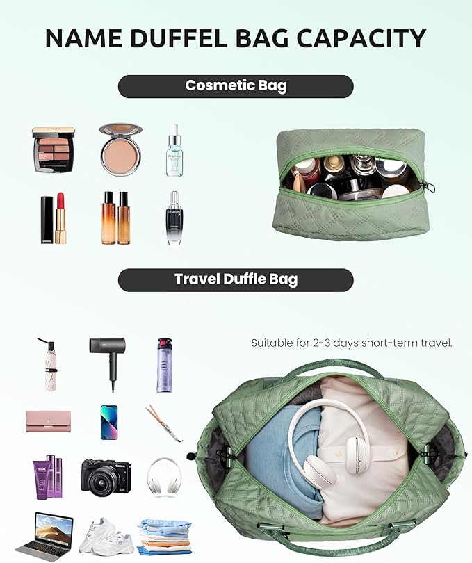 Gifts for College Girls-Initial Travel Bag with Shoe Compartment, Girl Personalized Weekender Bag, Monogram Overnight Bag for Women, Letter Travel Bag with Makeup Bag (Letter W)