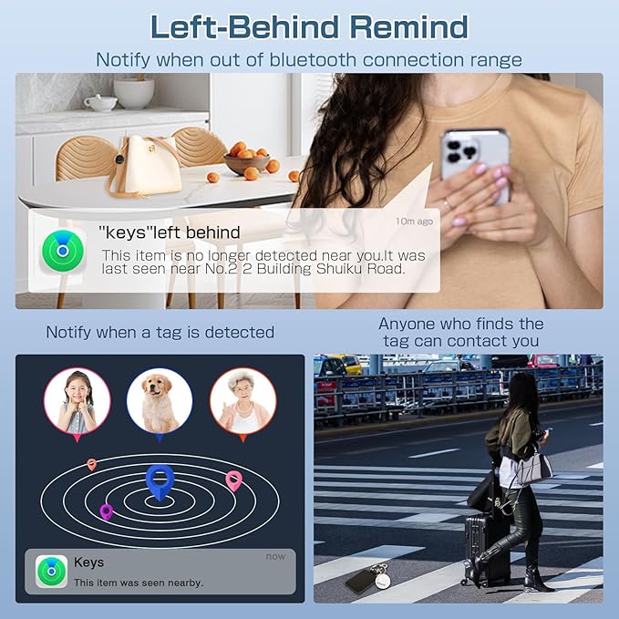 Air-Tags-2 Pack, Smart Air Tracker Tag, Bluetooth Tracker for Apple Find My (iOS Only), Waterproof Key Finder Tracking Device for Kids Keys Luggage Bags Wallets Pets and More - Black&White