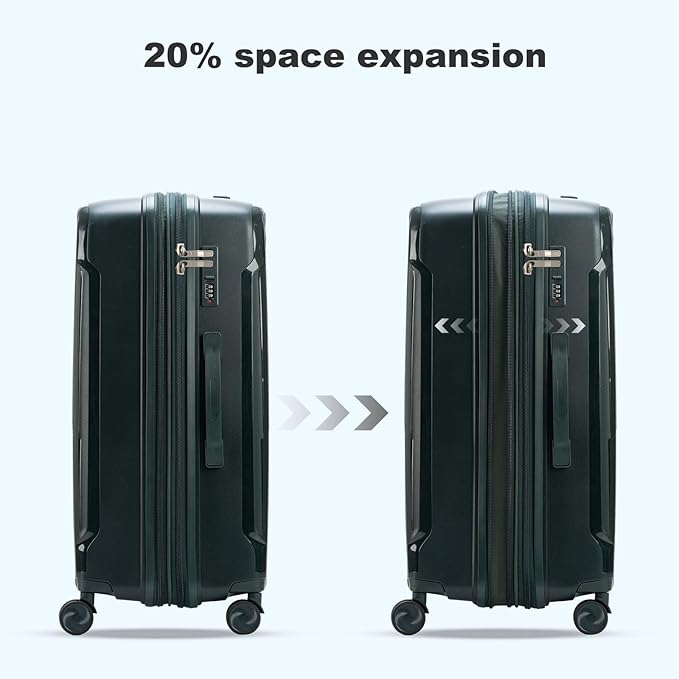 Nazhura Luggage Set, 3-Piece Hardside Suitcase Set, 20-inch Carry On, 24-inch, 28-inch Luggage