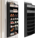 Over the Door Shoe Organizer for Closet, Shoes Rack with 8 Tier Large Deep Pockets, Hanging Shoe Organizers for Boot Storage, Behind the Door Narrow Shoe Holder for Small Shoes, Black