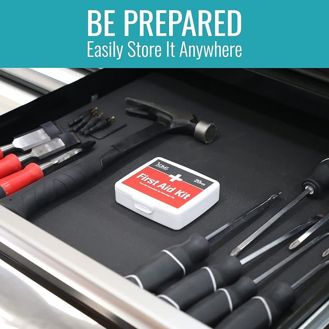 DMI First-Aid Kit, Mini 20-Piece Kit, Small and Compact All-Purpose Use for Minor Cuts and Scrapes, Durable Water-Resistant Case, Convenient and Portable, FSA & HSA Eligible