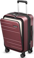 LUGGEX Carry On Luggage 22x14x9 Airline Approved, FLO5 Expandable Polycarbonate Suitcase with Front Pocket (FX-Core, Cheery, 20 Inch)