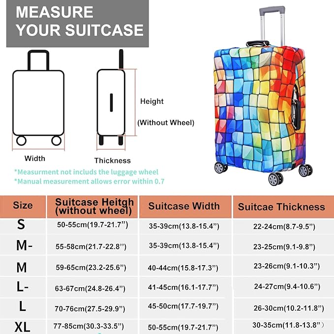 MosaiRudo Travel Luggage Covers For Suitcase Tsa Approved,Suitcase Cover Protector Fit 18-32 Inch Luggage Travel Accessories (T2484, L)