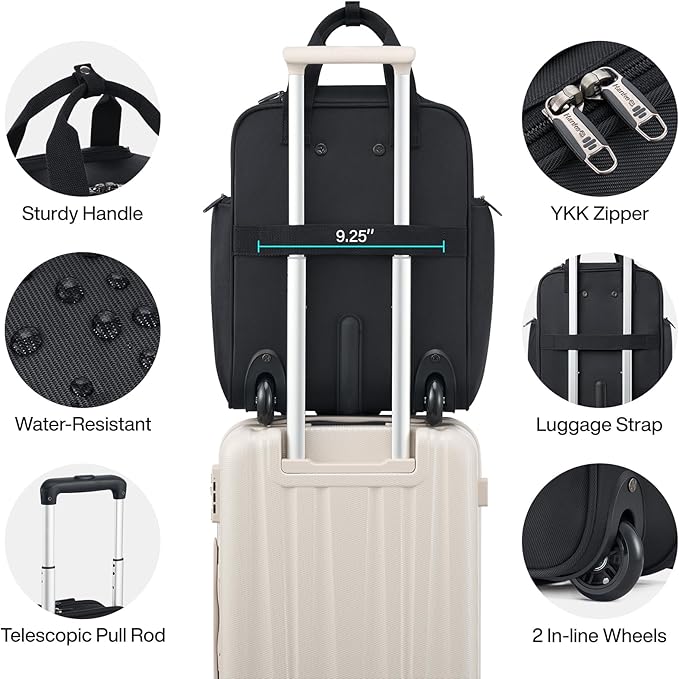 Hanke Softside Underseat Carry On Luggage with Wheels,Travel Luggage Rolling Bag Small Suitcase，Black, Underseater 16-Inch