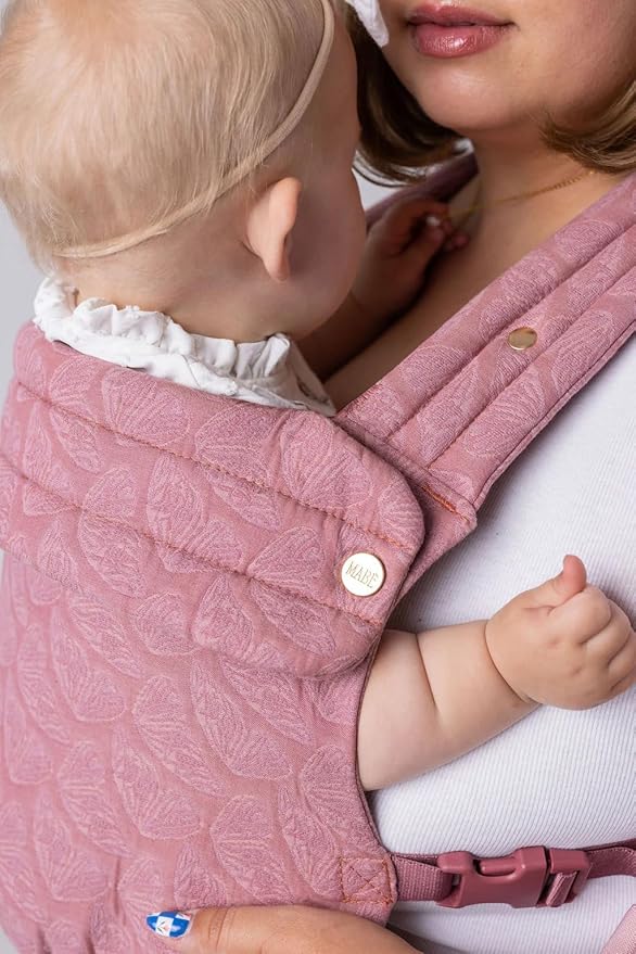 Mabē Monarch Ergonomic Baby Carrier – Premium Cotton Soft Structured Newborn to Toddler Carrier with Hip-Healthy Design, 3 Carry Positions (7-35lbs), Lightweight & Breathable,(Mauve Wings)