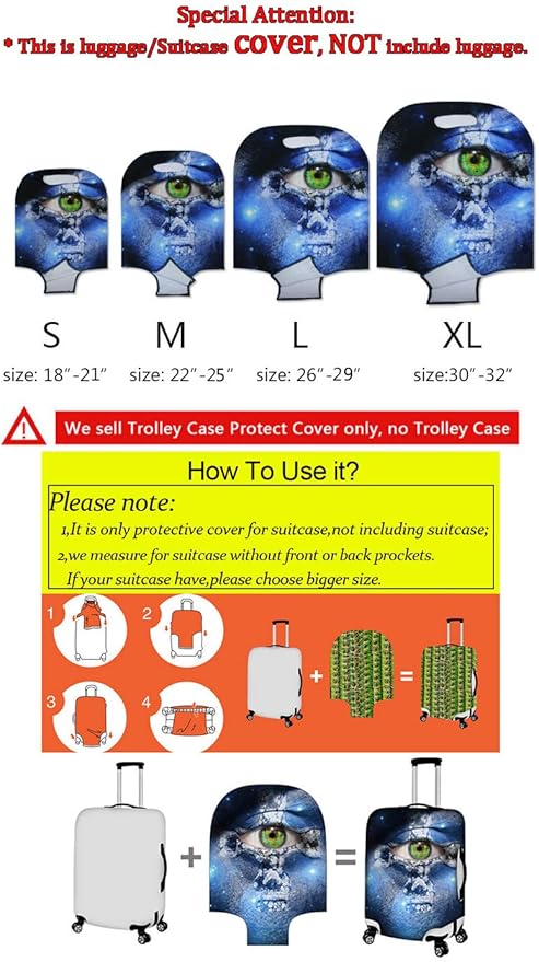 Starry Night Print Travel Luggage Cover Elastic Baggage Protector for Women Girls,Fits 18-21 Inch Washable Suitcase Covers