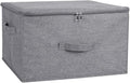 ANMINY Storage Bins with Zipper Lids 51.9 Qt Lidded Fabric Storage Boxes Baskets Cubes with Handles Collapsible Washable Cotton Linen Closet Shelf Clothes Organizer - Gray, Extra Large