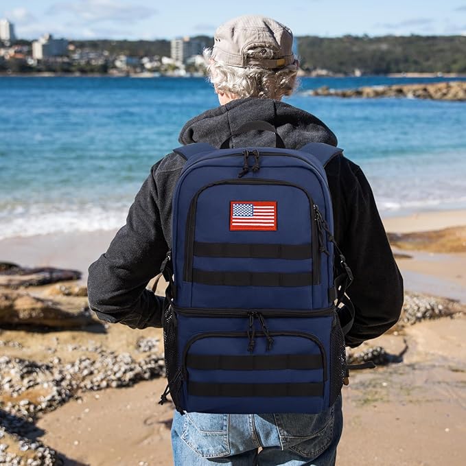 Tactical Double Deck Cooler Backpack for Men,Large Lunch Backpack with 2 Compartment,Soft Cooler Bag