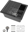 Dcolora 15 Inch Granite Composite Black Bar Sink Undermount Small Kitchen Sink Quartz Prep RV Single Bowl Under Counter Basin DC-GU7745