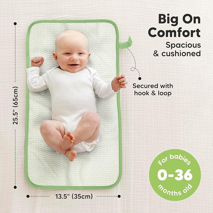KeaBabies Portable Diaper Changing Pad, Easy Wipe Clean - Foldable Waterproof Baby Changing Mat for Diaper Bag, Compact, Lightweight, 25x13 Baby Changer Travel Essential, Machine Washable (Acacia)