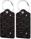 2Pcs Luggage Tag for Suitcase Black Cat Cute Suitcase Tag with Privacy Flap & Name ID Label & Metal Loop,Travel Bag Luggage Tags for Women