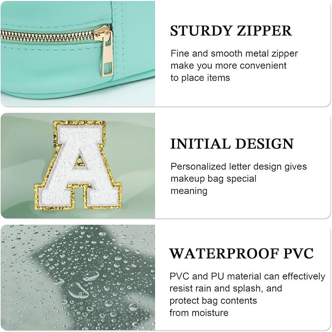 YOOLIFE Initial Clear Makeup Bag | Waterproof Large Travel Makeup Bag | Personalized Travel Beach Toiletry Bag | Clear Makeup Bags With Zipper | Teacher Teen Girls Women Birthday Gifts G Blue G