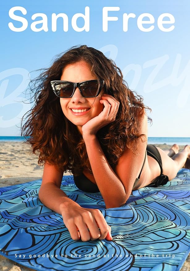 Microfiber Thin Lightweight Flat Beach Towel Sand Free Quick Dry Absorbent Compact Towels for Swimming Pool Camping Beach Accessories Large Easy Pack Travel Things for Vacation Essentials Adult Gift