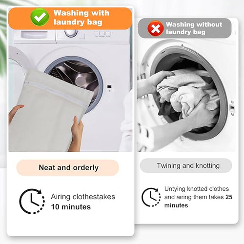 4-Piece White Large Durable Organic Cotton Mesh Laundry Bags with Sturdy Zippers and Breathable Mesh are Delicate Laundry Bags for Underwear, Clothes, Pants and Socks
