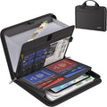 ENGPOW Accordion File Organizer,Fireproof Expanding File Folder with Multi Pockets,13 Pockets Document Organizer with Handle & Labels,Portable Home Travel Safe Storage for Letter A4 Files and More