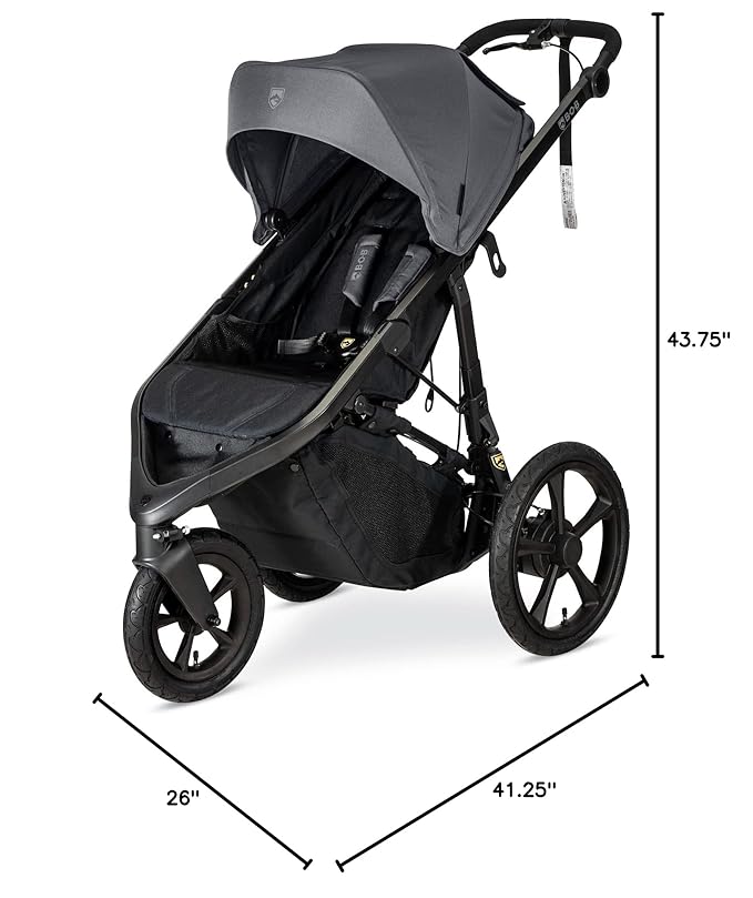 BOB Gear Wayfinder Jogging Stroller with Independent Dual Suspension, Air-Filled Tires, and 75-Pound Weight Capacity, Storm